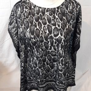 Michael Kors Black and Gray Animal Print Blouse
